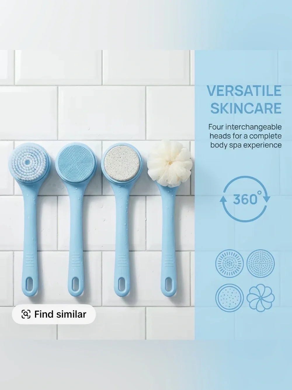 Rechargeable Electric Body Scrubber, Waterproof 360° Rotating Shower Brush
